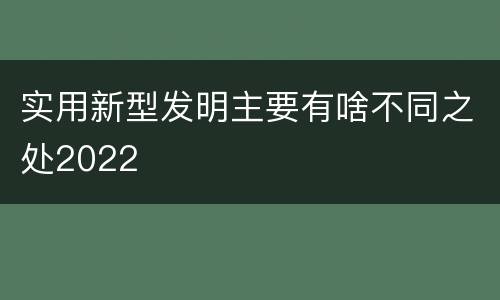 实用新型发明主要有啥不同之处2022