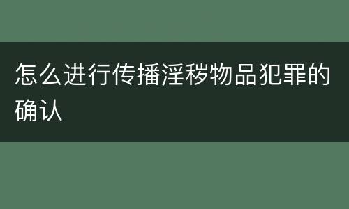 怎么进行传播淫秽物品犯罪的确认