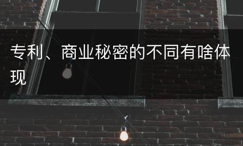 专利、商业秘密的不同有啥体现