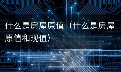 什么是房屋原值（什么是房屋原值和现值）