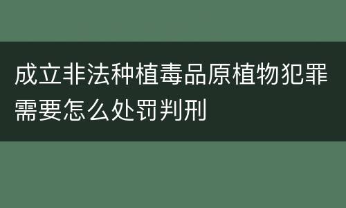 成立非法种植毒品原植物犯罪需要怎么处罚判刑