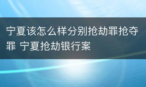 宁夏该怎么样分别抢劫罪抢夺罪 宁夏抢劫银行案