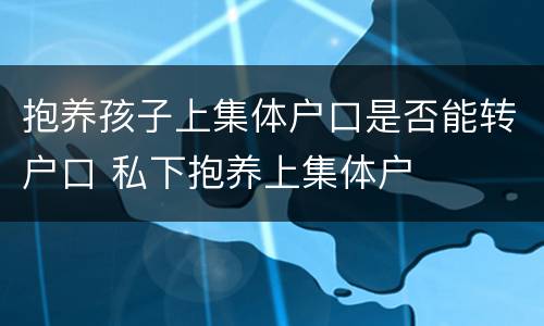 抱养孩子上集体户口是否能转户口 私下抱养上集体户
