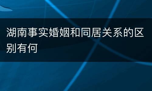 湖南事实婚姻和同居关系的区别有何
