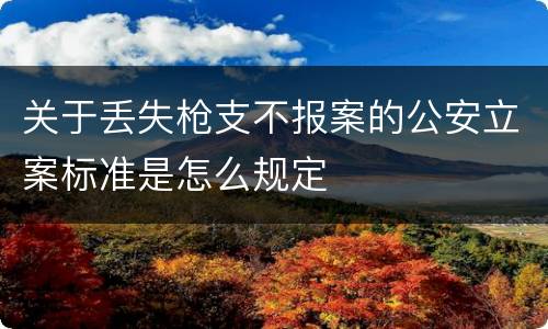 关于丢失枪支不报案的公安立案标准是怎么规定