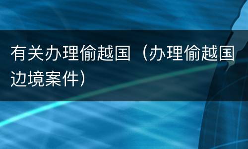 有关办理偷越国（办理偷越国边境案件）