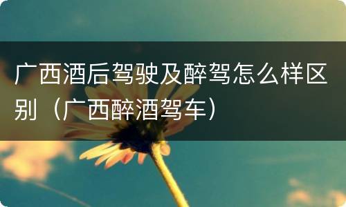 广西酒后驾驶及醉驾怎么样区别（广西醉酒驾车）