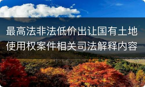 最高法非法低价出让国有土地使用权案件相关司法解释内容都有哪些