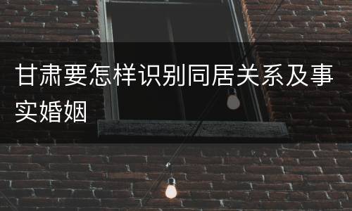 甘肃要怎样识别同居关系及事实婚姻