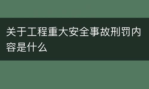 关于工程重大安全事故刑罚内容是什么