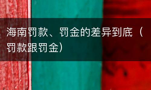 海南罚款、罚金的差异到底（罚款跟罚金）