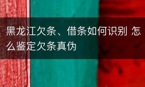 黑龙江欠条、借条如何识别 怎么鉴定欠条真伪