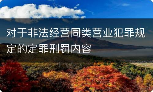 对于非法经营同类营业犯罪规定的定罪刑罚内容