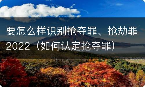 要怎么样识别抢夺罪、抢劫罪2022（如何认定抢夺罪）
