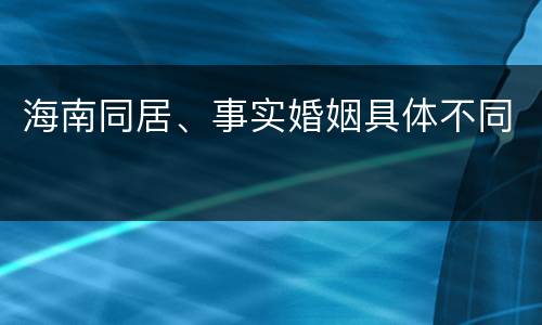 海南同居、事实婚姻具体不同
