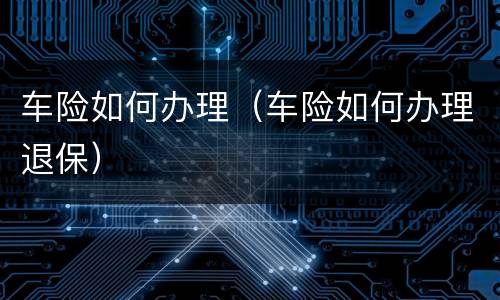 车险如何办理（车险如何办理退保）