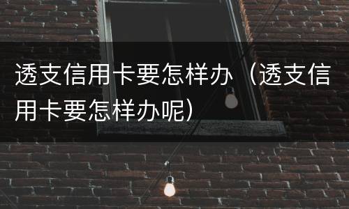 透支信用卡要怎样办（透支信用卡要怎样办呢）