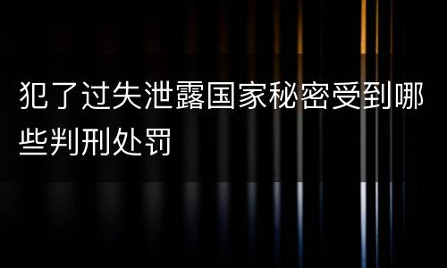 犯了过失泄露国家秘密受到哪些判刑处罚