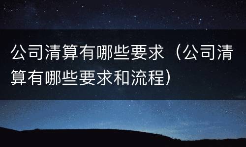 公司清算有哪些要求（公司清算有哪些要求和流程）