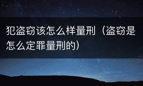 犯盗窃该怎么样量刑（盗窃是怎么定罪量刑的）