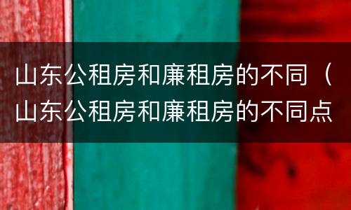 山东公租房和廉租房的不同（山东公租房和廉租房的不同点）