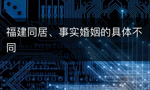 福建同居、事实婚姻的具体不同