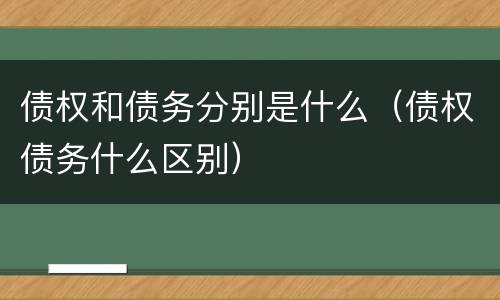 债权和债务分别是什么（债权债务什么区别）