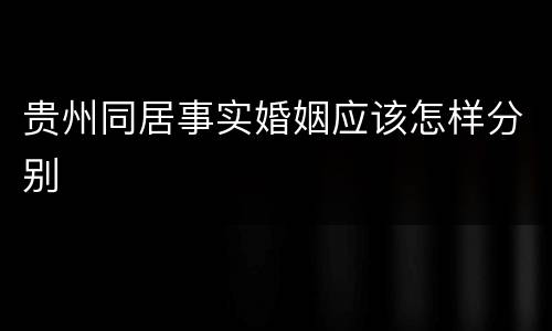 贵州同居事实婚姻应该怎样分别