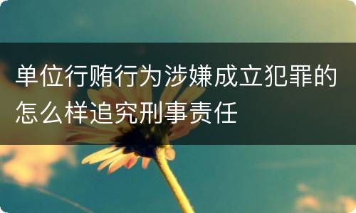 单位行贿行为涉嫌成立犯罪的怎么样追究刑事责任