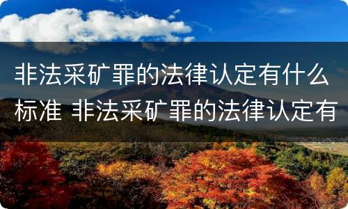 非法采矿罪的法律认定有什么标准 非法采矿罪的法律认定有什么标准吗