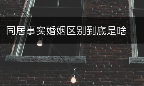 同居事实婚姻区别到底是啥