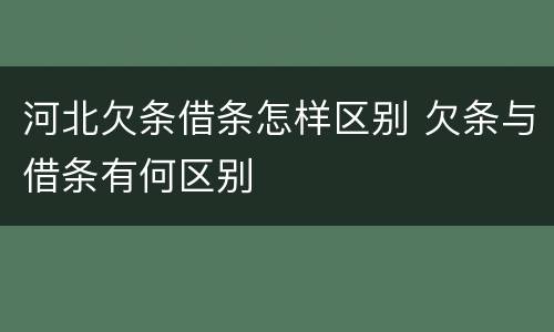 河北欠条借条怎样区别 欠条与借条有何区别