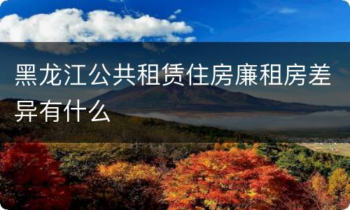 黑龙江公共租赁住房廉租房差异有什么