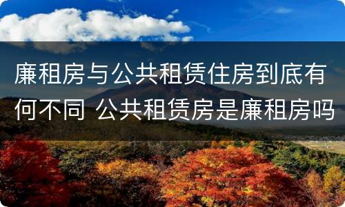 廉租房与公共租赁住房到底有何不同 公共租赁房是廉租房吗