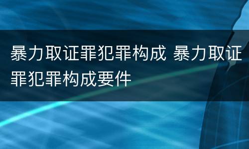 暴力取证罪犯罪构成 暴力取证罪犯罪构成要件