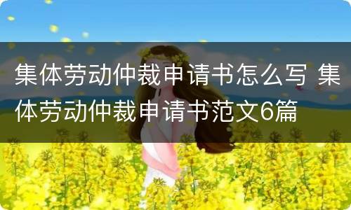 集体劳动仲裁申请书怎么写 集体劳动仲裁申请书范文6篇