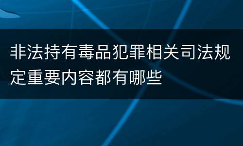 非法持有毒品犯罪相关司法规定重要内容都有哪些