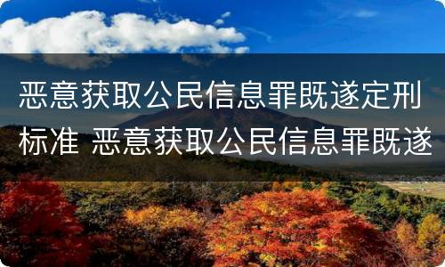 恶意获取公民信息罪既遂定刑标准 恶意获取公民信息罪既遂定刑标准