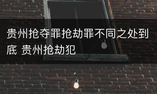 贵州抢夺罪抢劫罪不同之处到底 贵州抢劫犯
