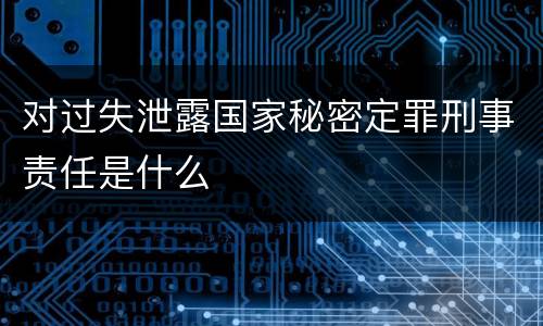 对过失泄露国家秘密定罪刑事责任是什么