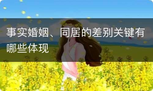 事实婚姻、同居的差别关键有哪些体现
