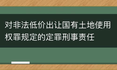 对非法低价出让国有土地使用权罪规定的定罪刑事责任