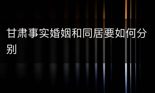 甘肃事实婚姻和同居要如何分别