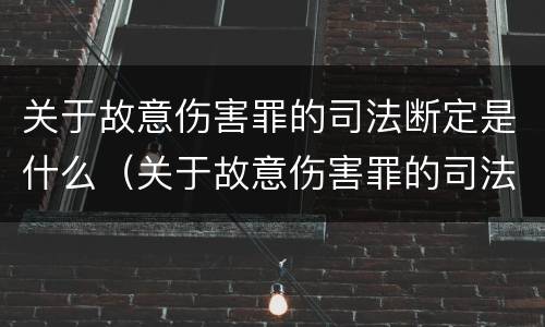 关于故意伤害罪的司法断定是什么（关于故意伤害罪的司法断定是什么意思）