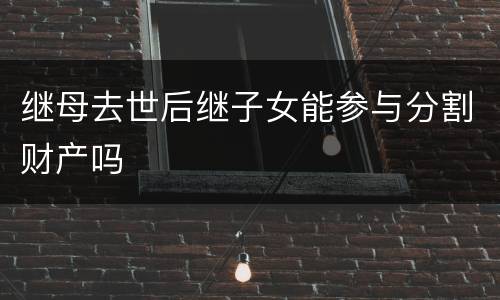 继母去世后继子女能参与分割财产吗