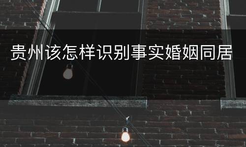 贵州该怎样识别事实婚姻同居