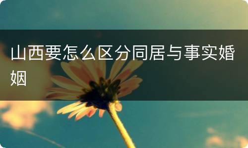 山西要怎么区分同居与事实婚姻