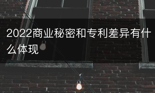2022商业秘密和专利差异有什么体现