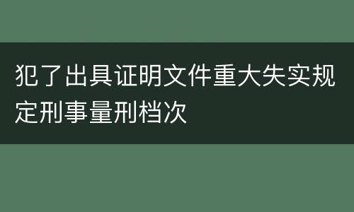 犯了出具证明文件重大失实规定刑事量刑档次