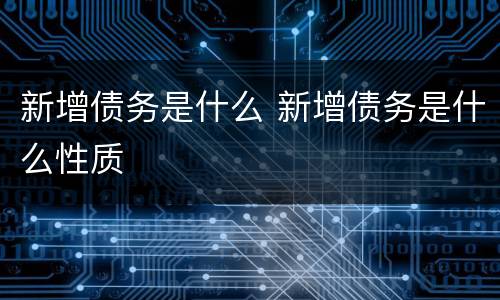 新增债务是什么 新增债务是什么性质